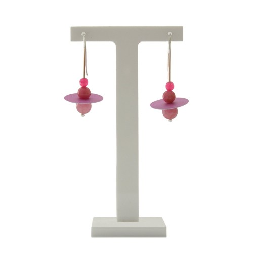 Pink Water Lily Earrings – Two-tone, recycled paper, and agates | Strambótica