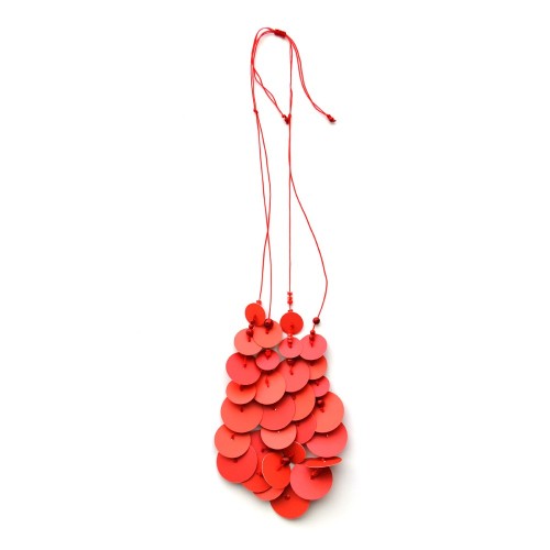 Collar Nenúfar Rojo – Hecho a mano en papel reciclado | Strambótica