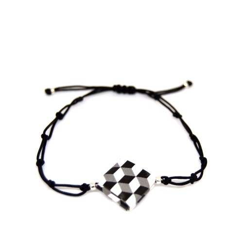 Pulsera Dado geométrica artesanal papel reciclado | Strambótica