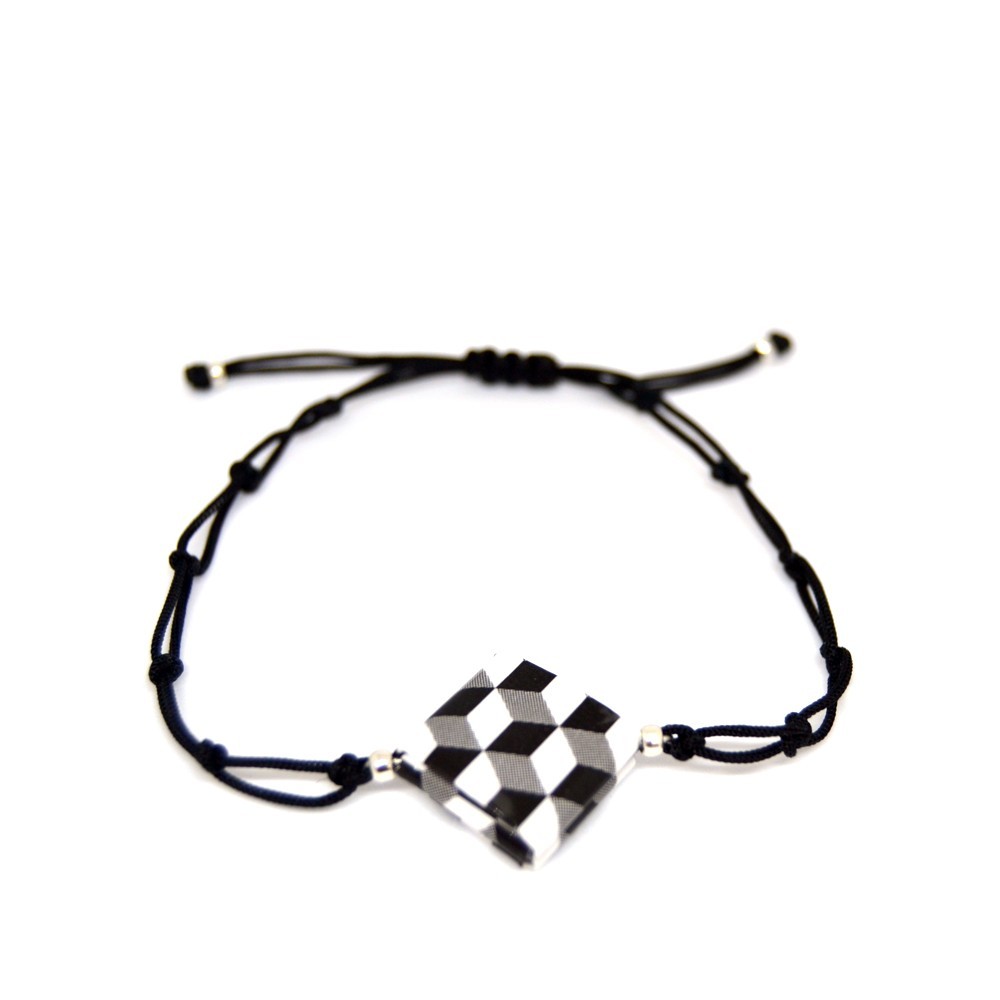 Handcrafted Geometric Cube Bracelet Made from Recycled Paper | Strambótica