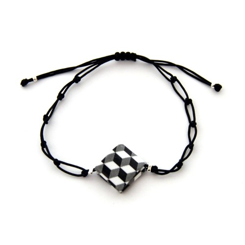 Handcrafted Geometric Cube Bracelet Made from Recycled Paper | Strambótica