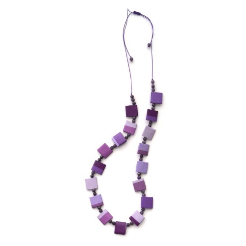 Collar Largo Lavanda – Papel reciclado y piedras naturales | Strambótica