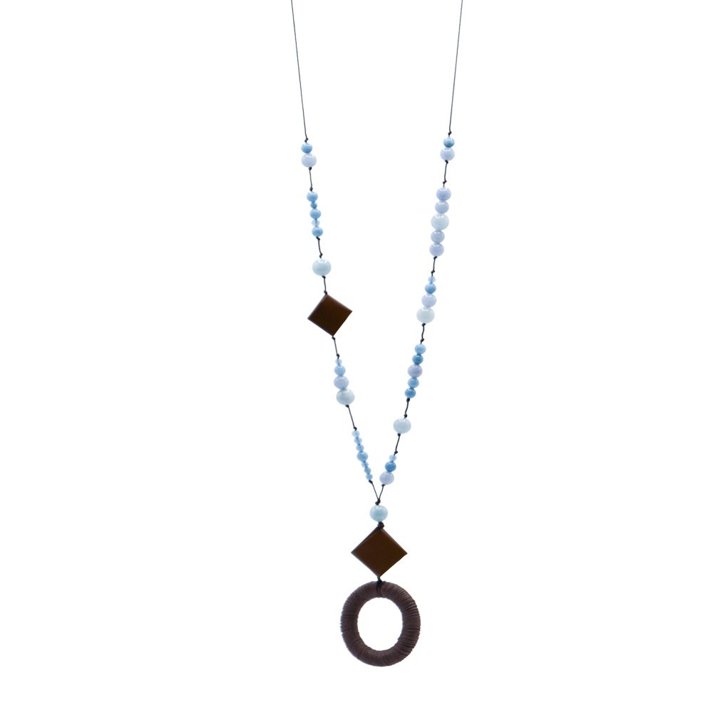 Collar porta gafas Cacao-Azul – Artesano y sostenible | Strambótica