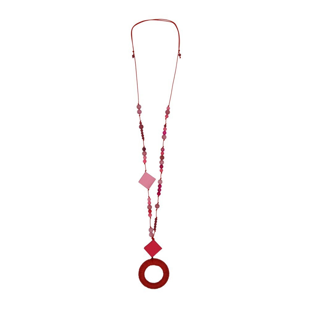 Red-Pink Glasses Necklace – Eco-Friendly, Handcrafted Design | Strambótica