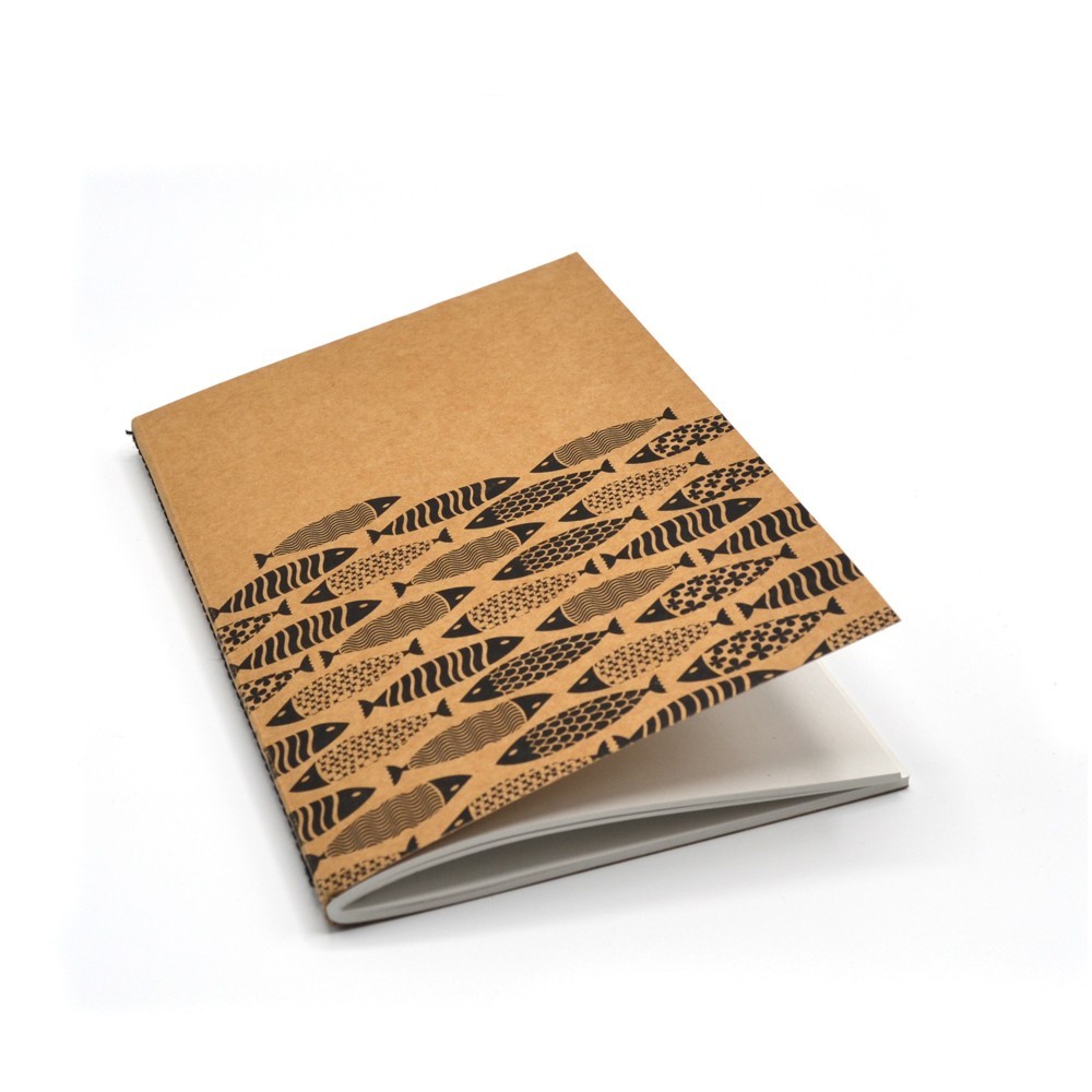 Libreta Peces artesana papel reciclado ilustrada | Strambótica