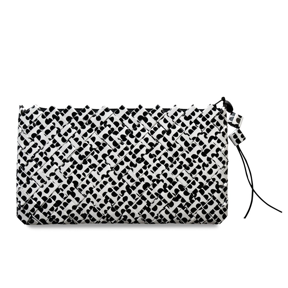Duna Clutch – Black and White on Recycled Paper | Strambótica